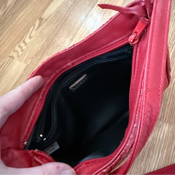 Vintage‎ Ganson cherry Red Snakeskin Shoulder Bag - Picture 6 of 12